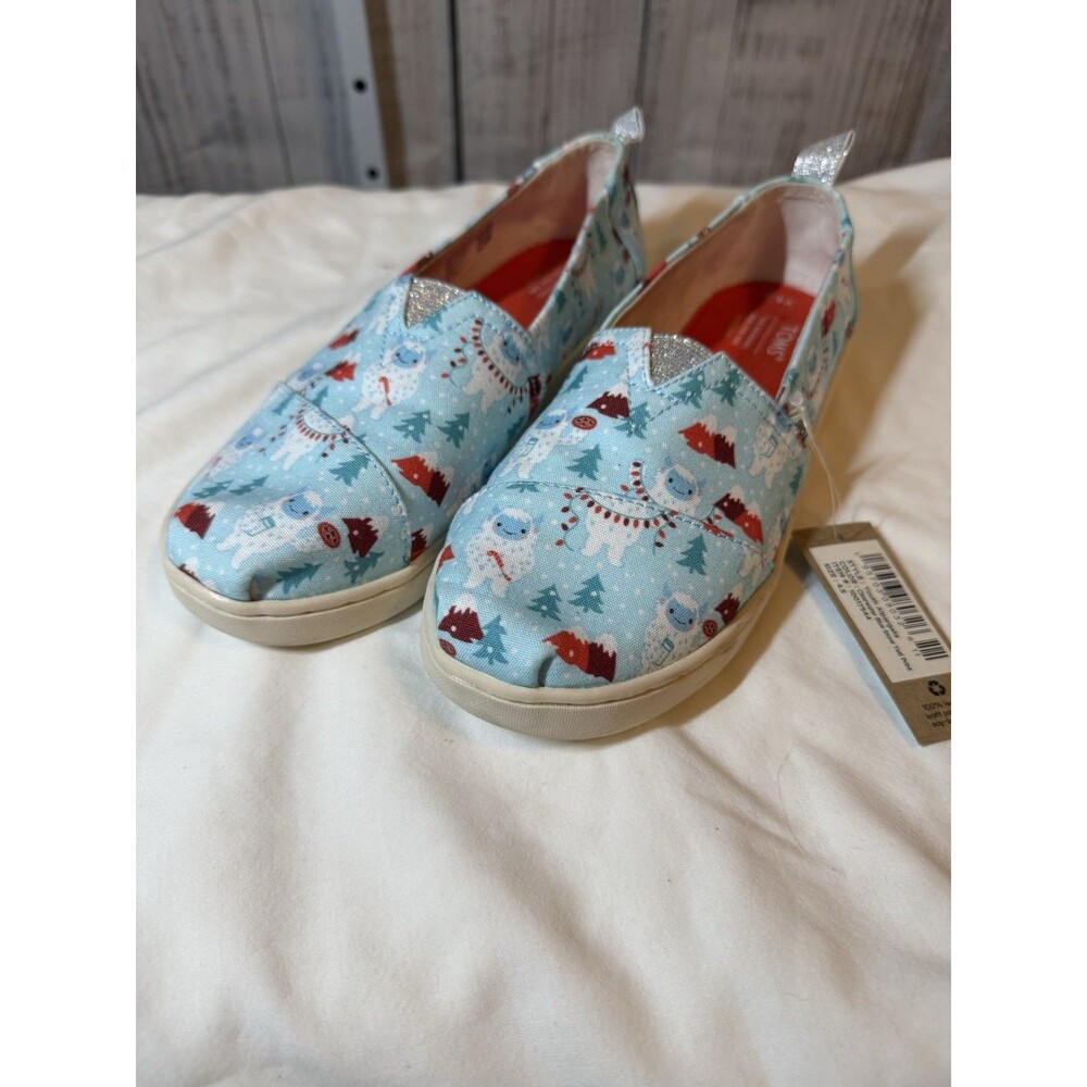 Toms Youth Alpargata Size 4.5 Clearwater Blue Snow Yeti New Winter